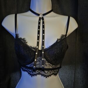 Spencer's Black Lace Studded Bralette